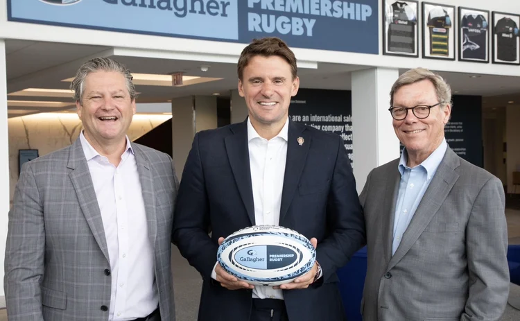 Gallagher’s Chief Marketing Officer Chris Mead (left), Premiership Rugby’s Chief Executive Officer Simon Massie-Taylor (centre) and Gallagher’s Chairman of the Board and Chief Executive Officer J. Patrick Gallagher, Jr